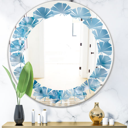 Blue crystals Agate - Modern Round or Oval Wall Mirror - Leaves