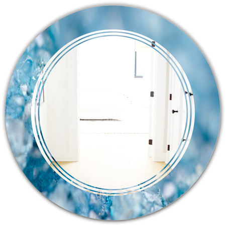 Blue crystals Agate - Modern Round or Oval Wall Mirror - Triple C
