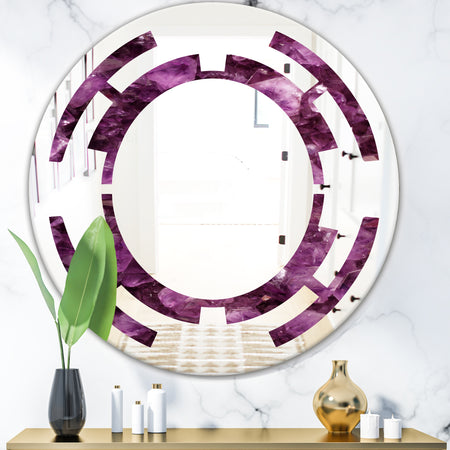 Purple Gems - Modern Round or Oval Wall Mirror - Space