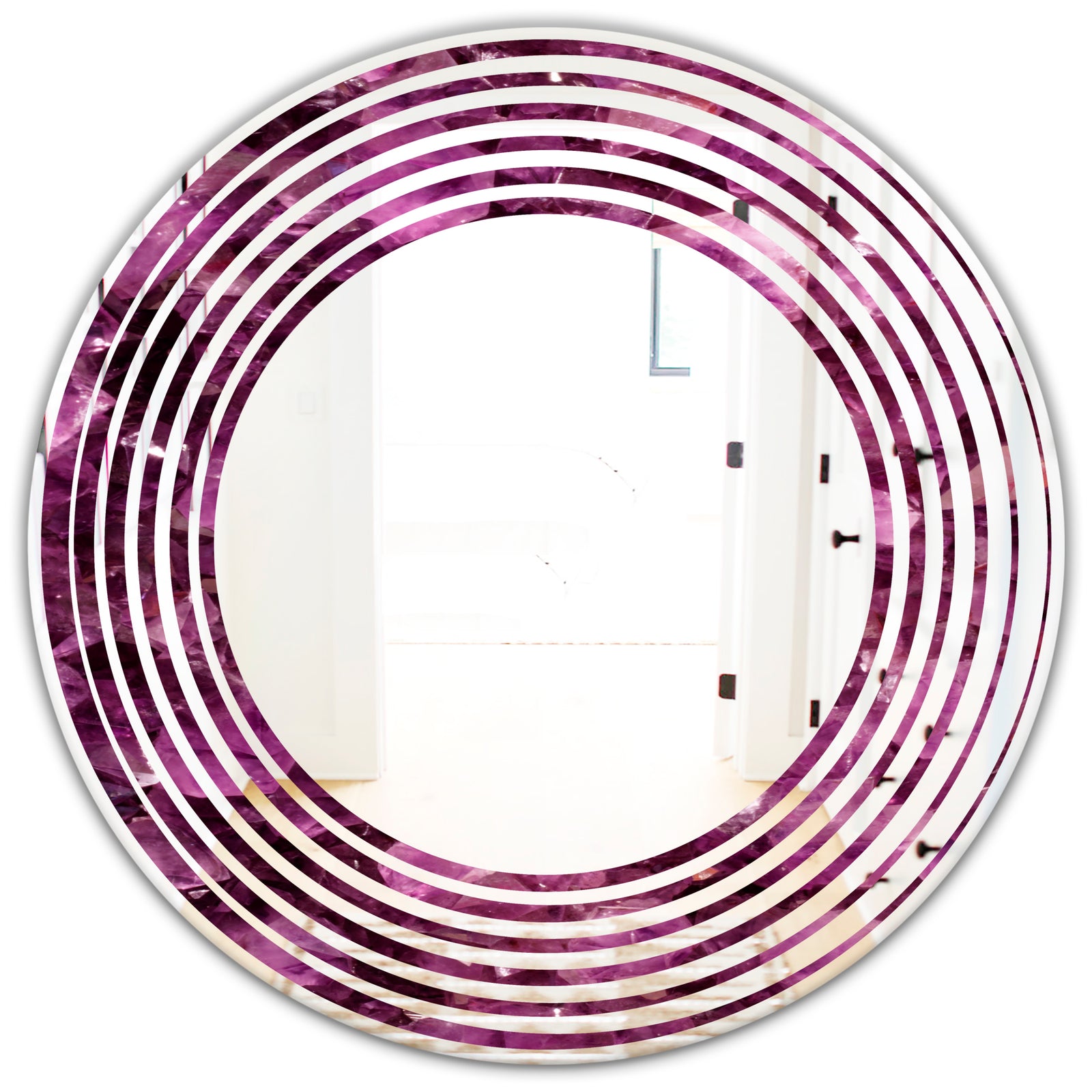 Purple Gems - Modern Round or Oval Wall Mirror - Wave