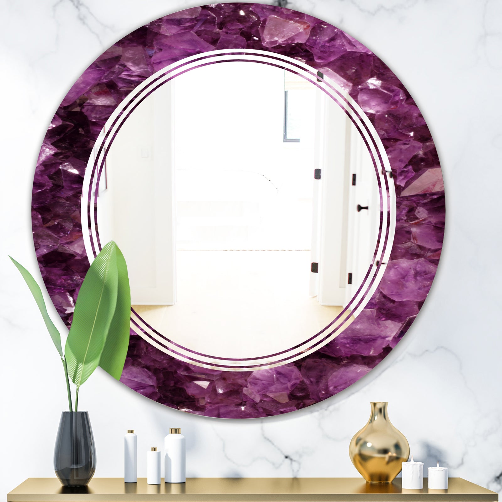 Purple Gems - Modern Round or Oval Wall Mirror - Triple C