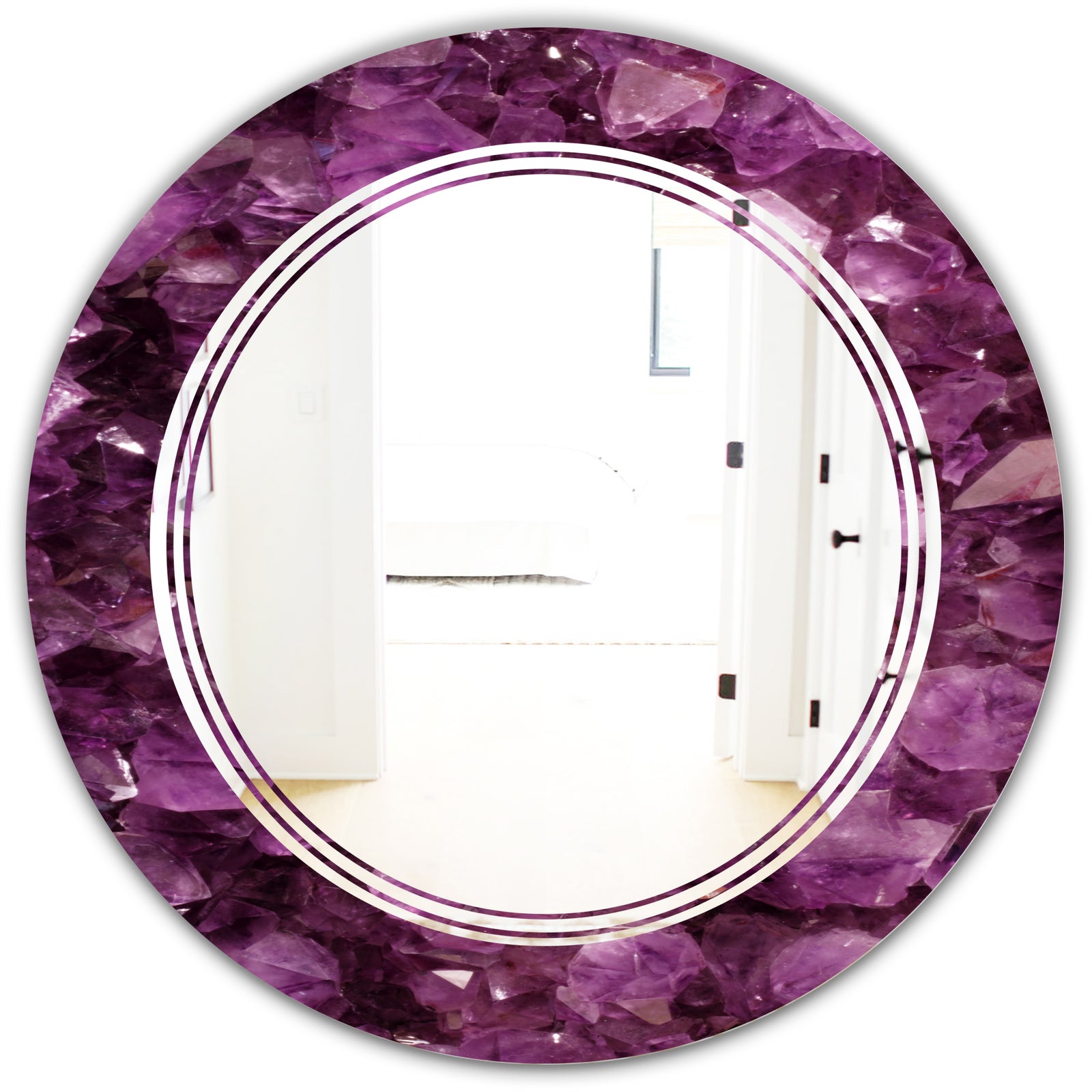 Purple Gems - Modern Round or Oval Wall Mirror - Triple C