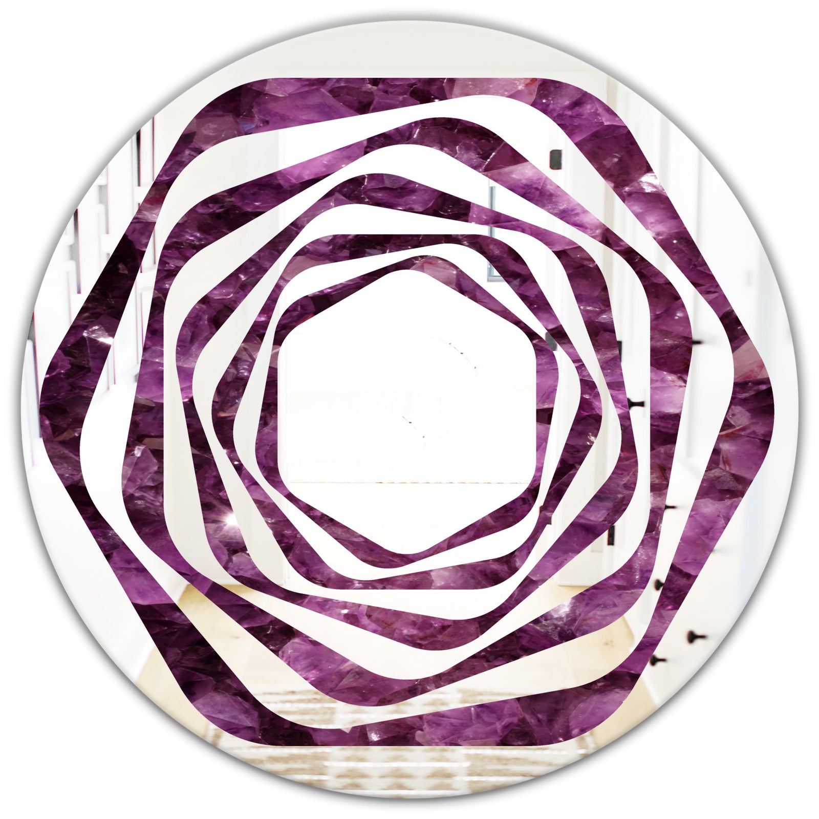 Purple Gems - Modern Round or Oval Wall Mirror - Whirl