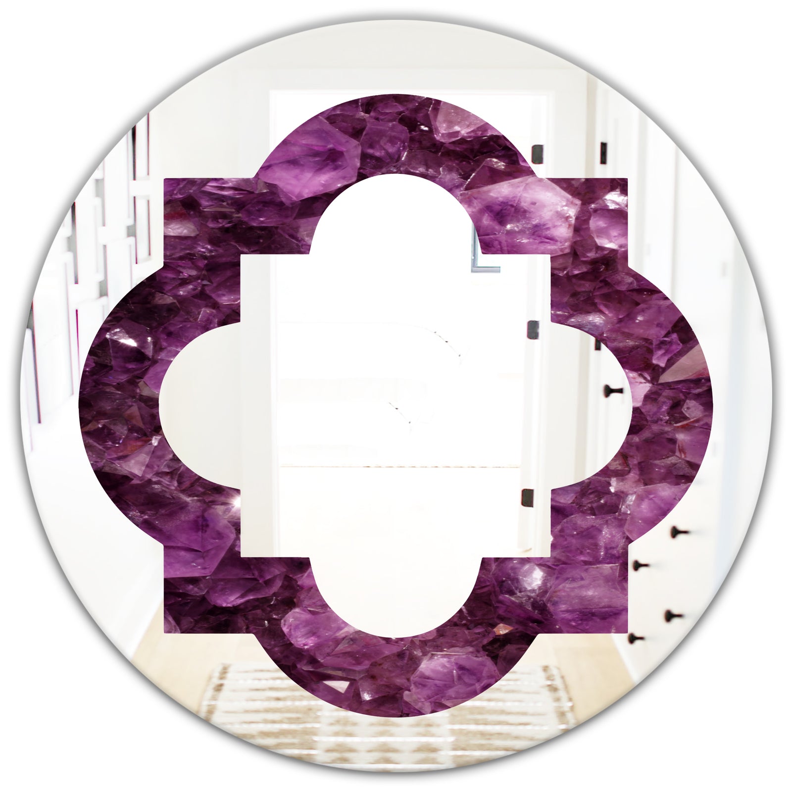Purple Gems - Modern Round or Oval Wall Mirror - Quatrefoil