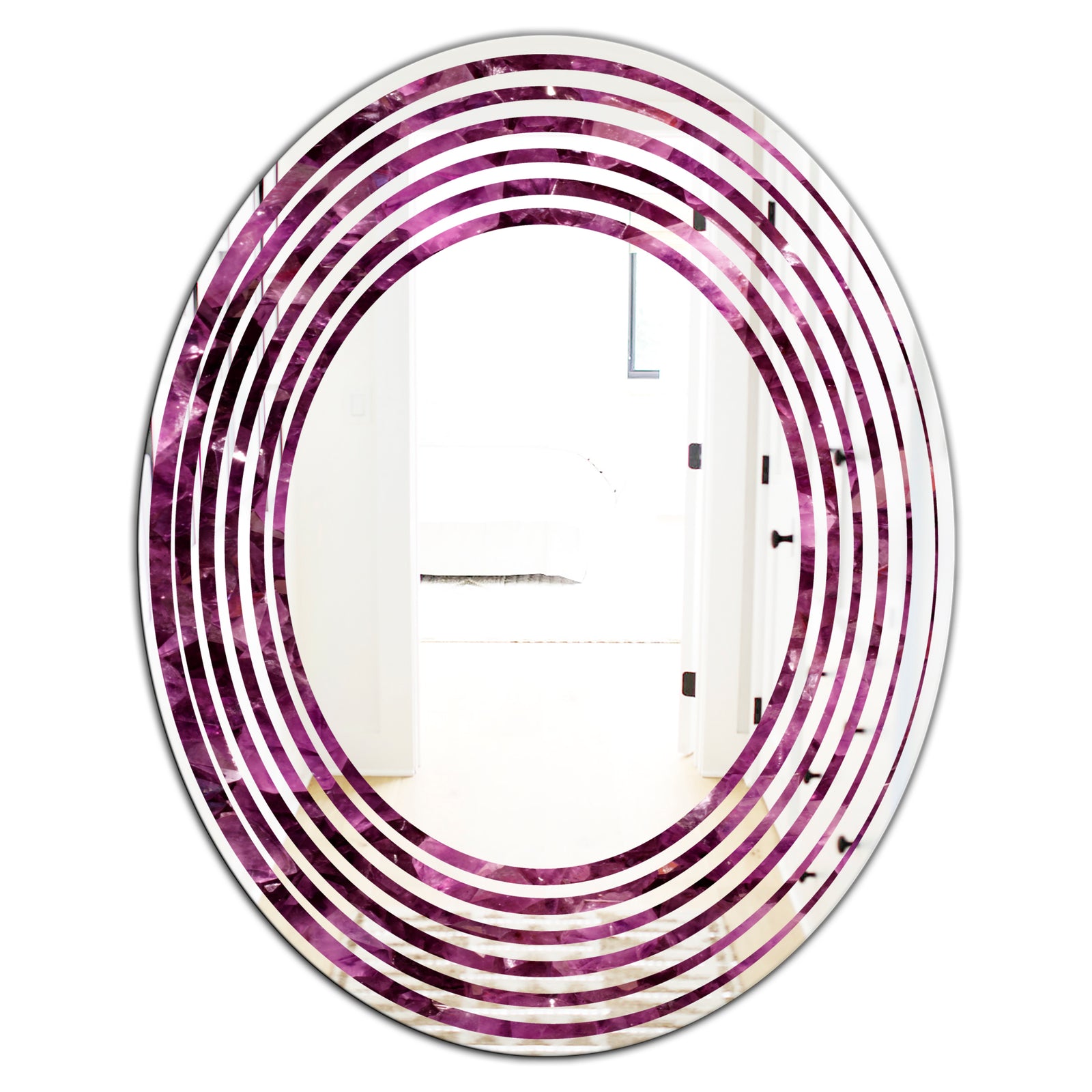 Purple Gems - Modern Round or Oval Wall Mirror - Wave
