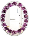 Purple Gems - Modern Round or Oval Wall Mirror - Leaves