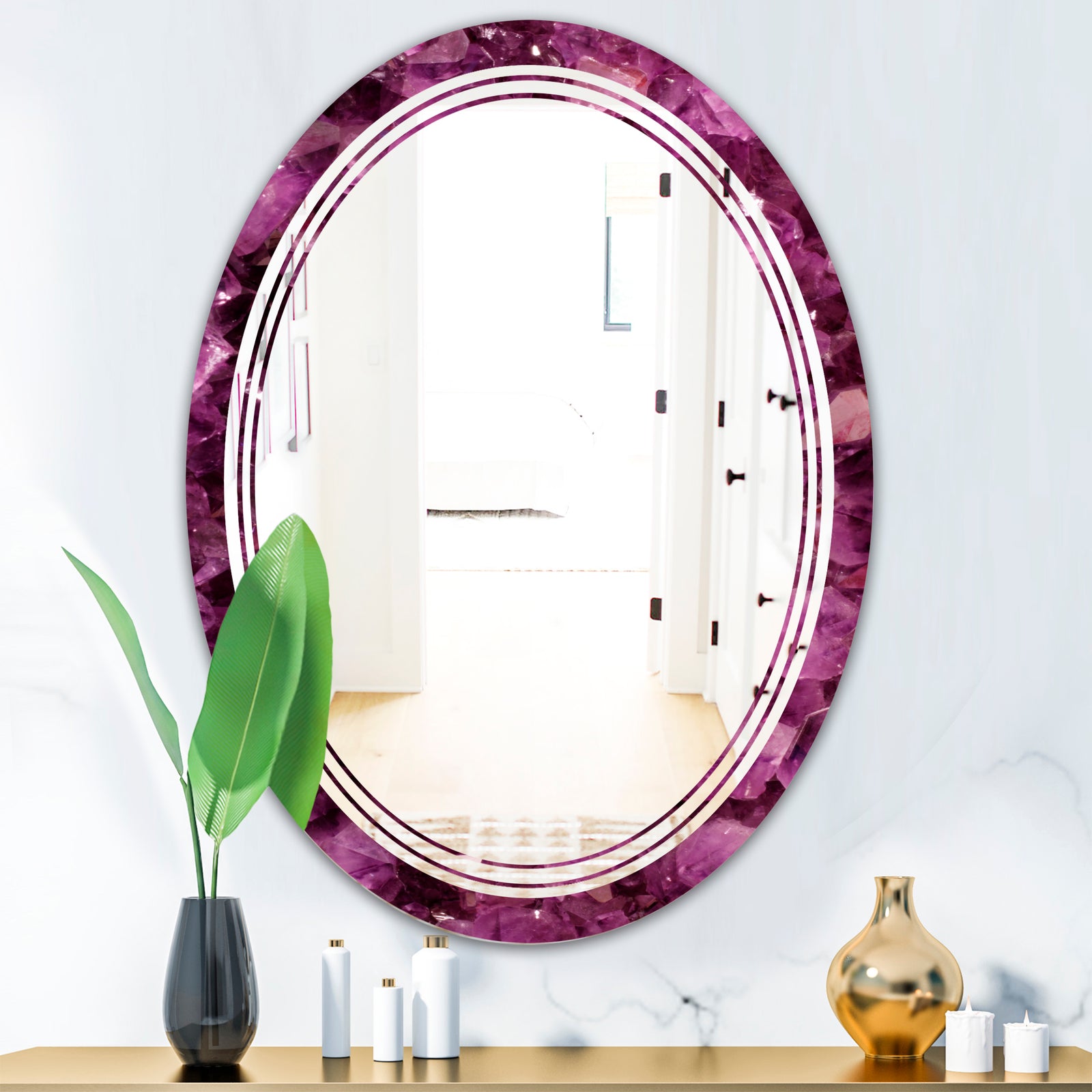 Purple Gems - Modern Round or Oval Wall Mirror - Triple C
