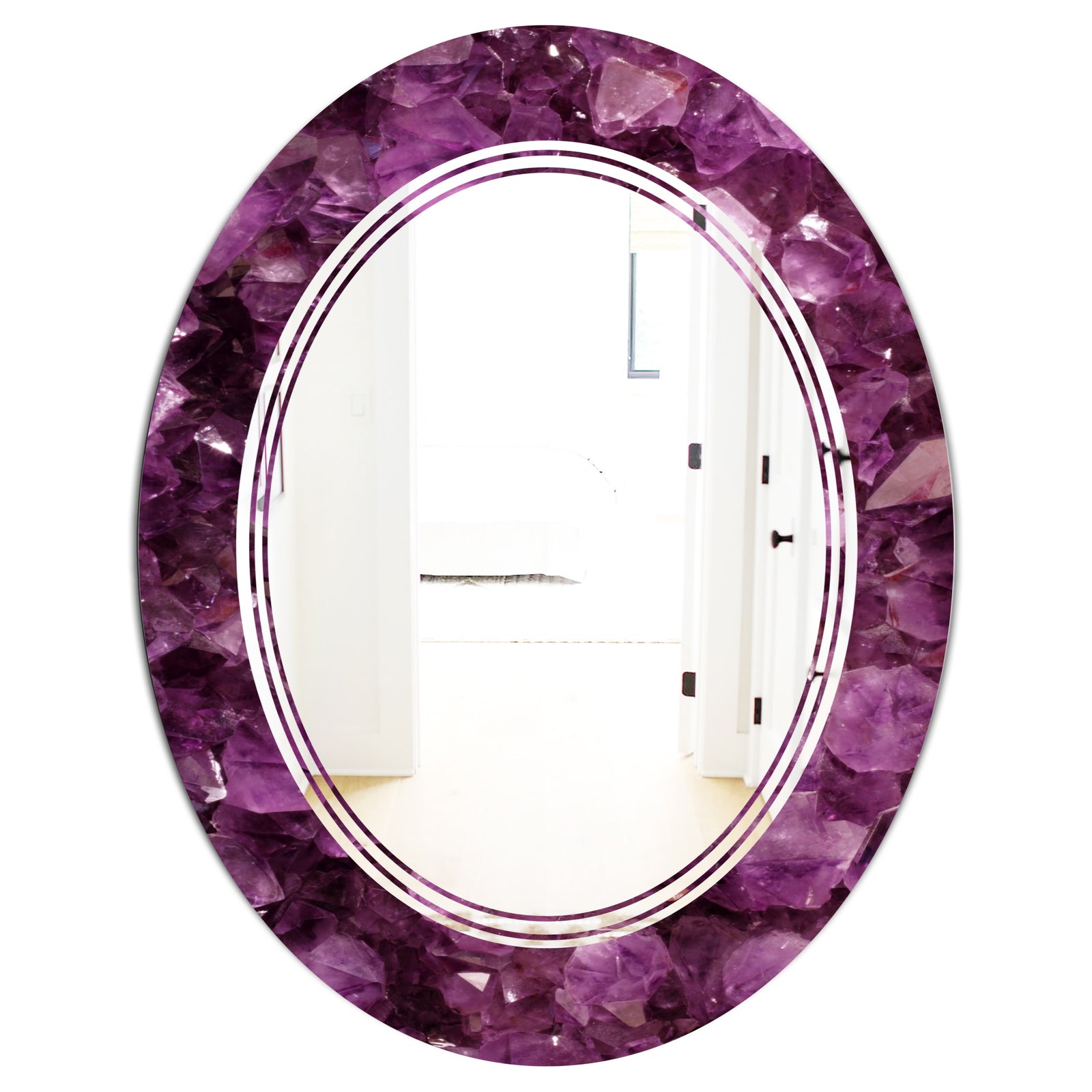 Purple Gems - Modern Round or Oval Wall Mirror - Triple C