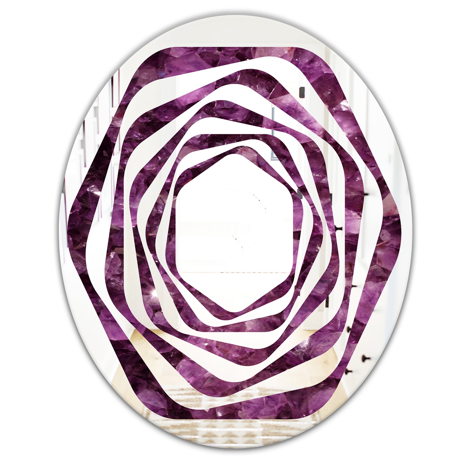 Purple Gems - Modern Round or Oval Wall Mirror - Whirl