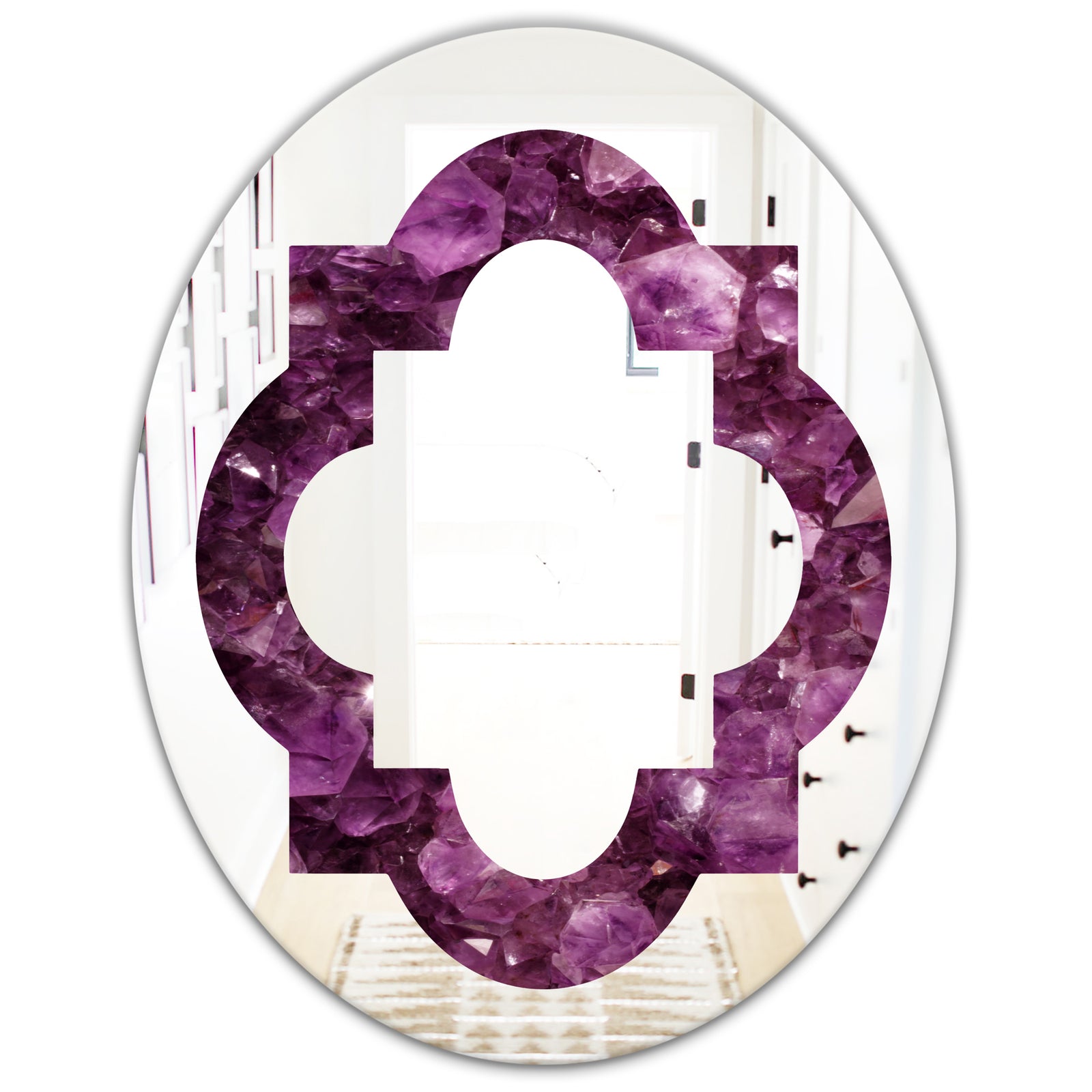 Purple Gems - Modern Round or Oval Wall Mirror - Quatrefoil