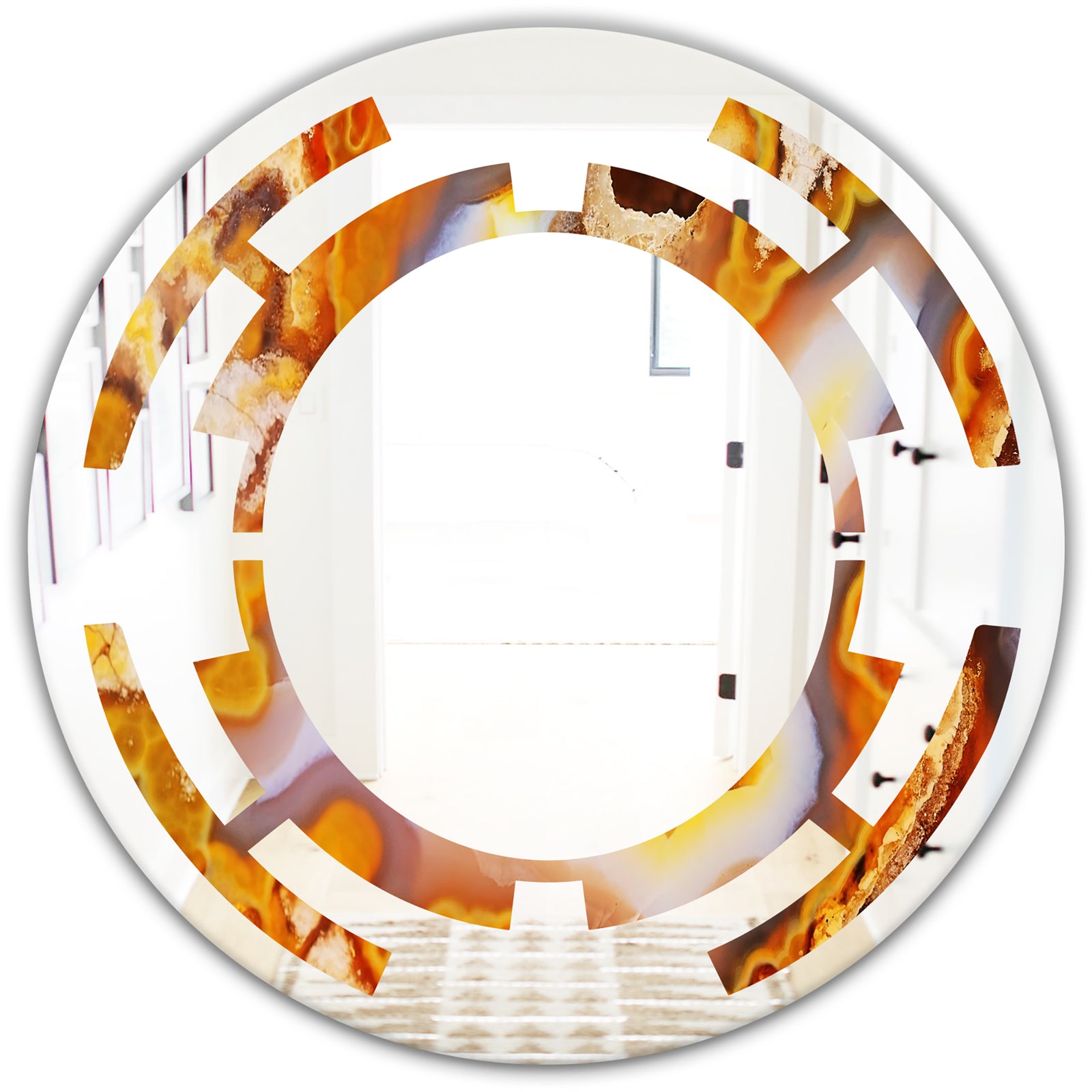 Fire With Rrystals - Modern Round or Oval Wall Mirror - Space