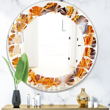 Fire With Rrystals - Modern Round or Oval Wall Mirror - Leaves