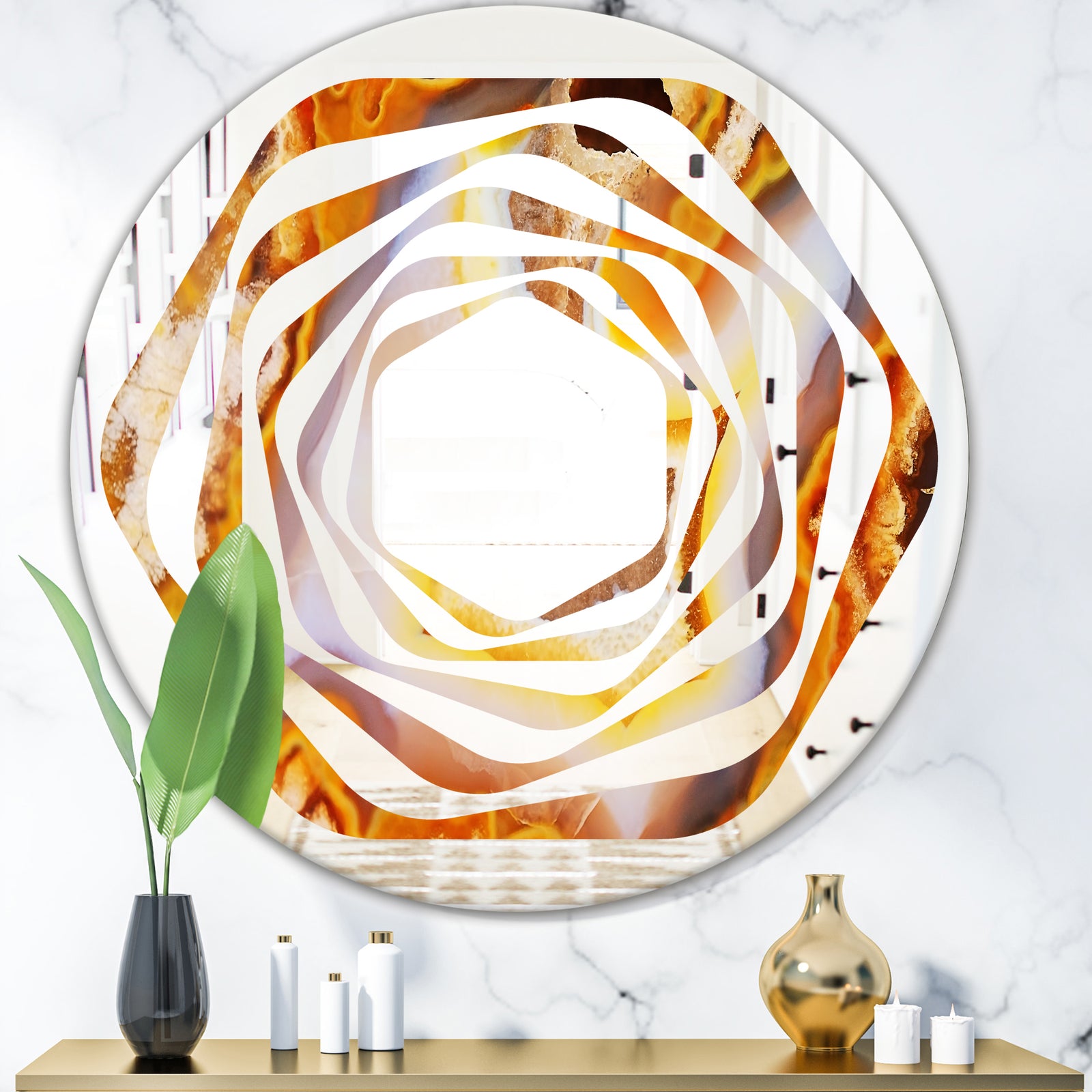 Fire With Rrystals - Modern Round or Oval Wall Mirror - Whirl