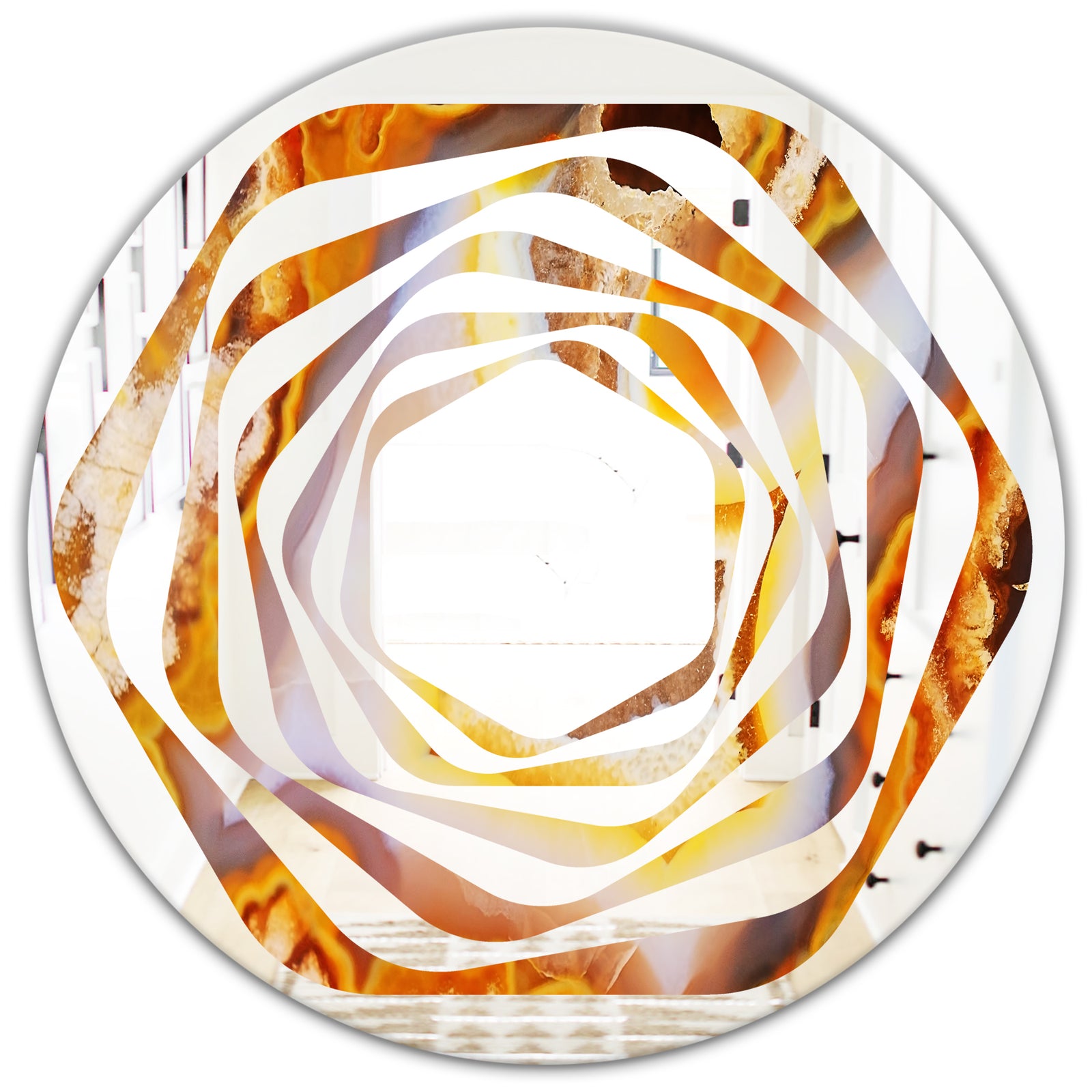 Fire With Rrystals - Modern Round or Oval Wall Mirror - Whirl