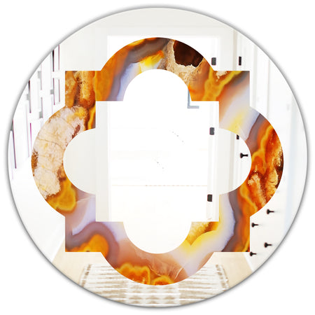 Fire With Rrystals - Modern Round or Oval Wall Mirror - Quatrefoil