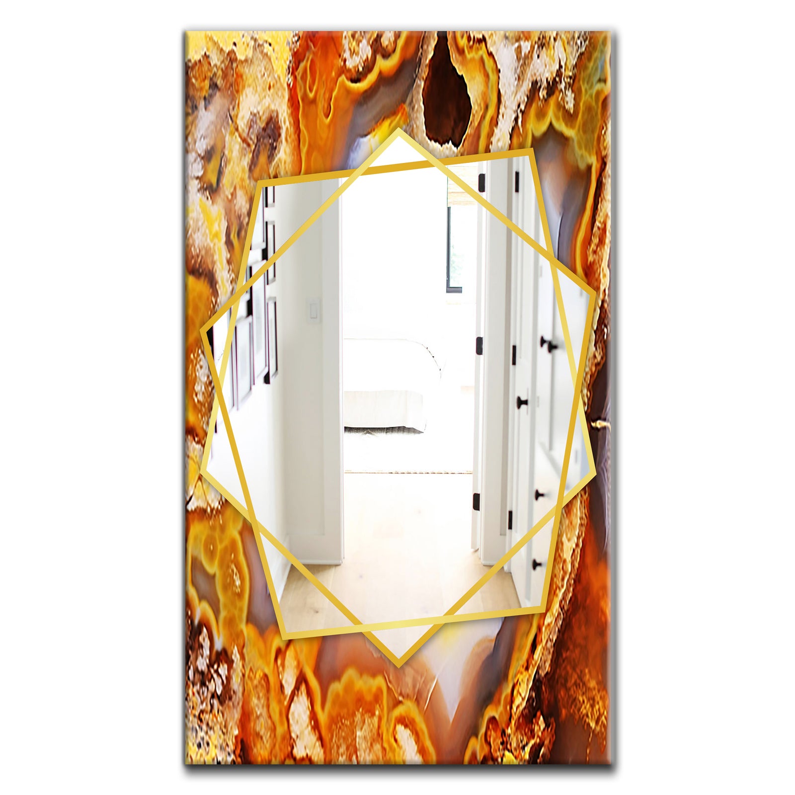 Fire With Rrystals - Modern Mirror - Frameless Wall Mirror