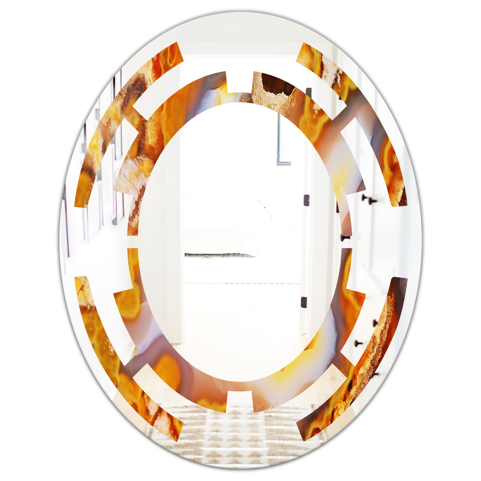 Fire With Rrystals - Modern Round or Oval Wall Mirror - Space