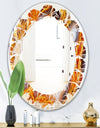 Fire With Rrystals - Modern Round or Oval Wall Mirror - Leaves