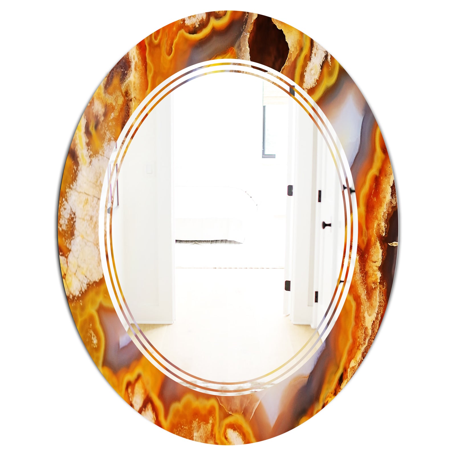 Fire With Rrystals - Modern Round or Oval Wall Mirror - Triple C