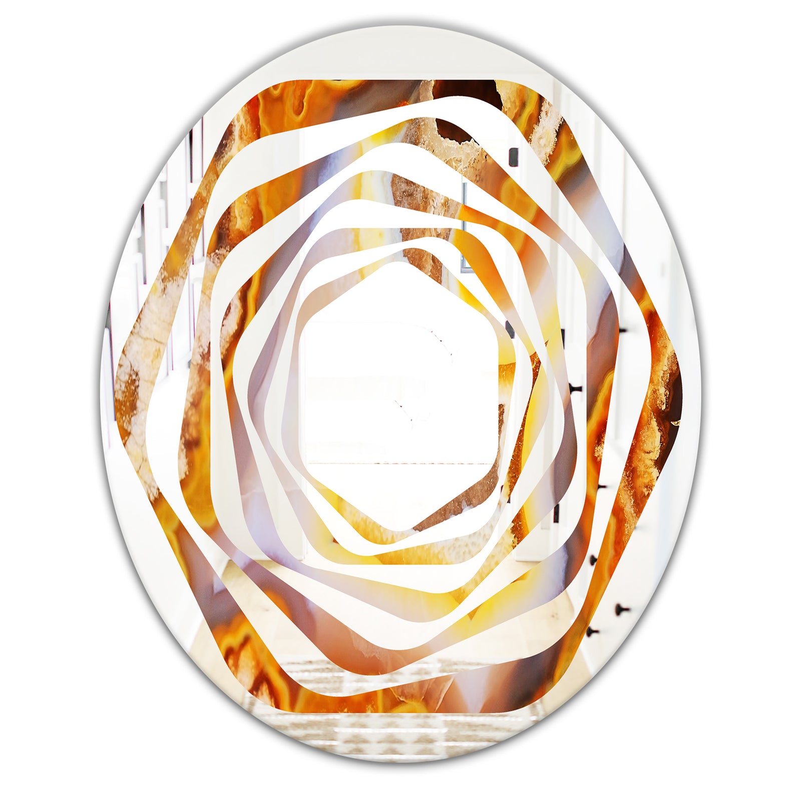 Fire With Rrystals - Modern Round or Oval Wall Mirror - Whirl