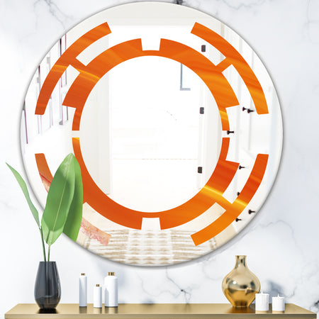 Brown agate in Wave pattern - Modern Round or Oval Wall Mirror - Space