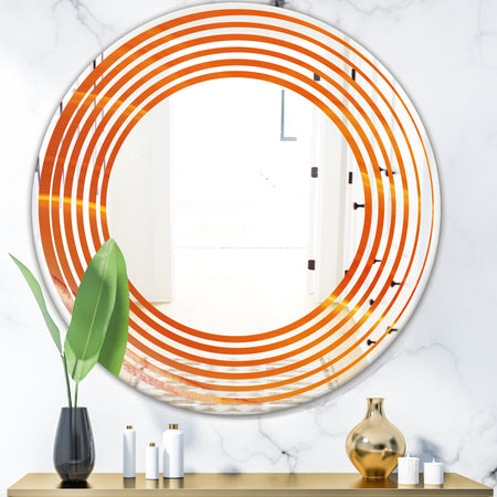 Brown agate in Wave pattern - Modern Round or Oval Wall Mirror - Wave