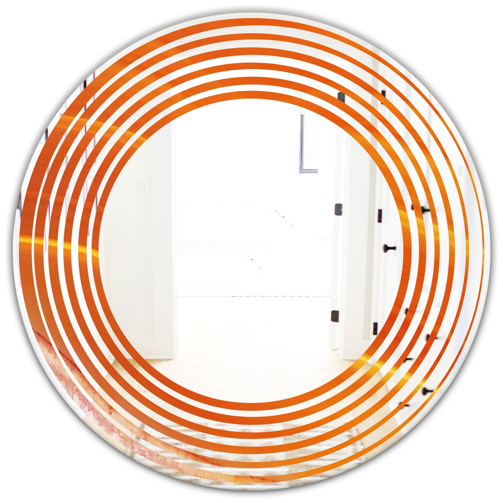 Brown agate in Wave pattern - Modern Round or Oval Wall Mirror - Wave