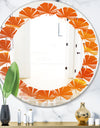 Brown agate in Wave pattern - Modern Round or Oval Wall Mirror - Leaves