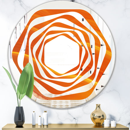 Brown agate in Wave pattern - Modern Round or Oval Wall Mirror - Whirl