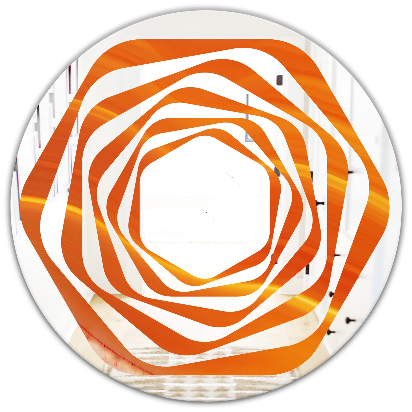Brown agate in Wave pattern - Modern Round or Oval Wall Mirror - Whirl