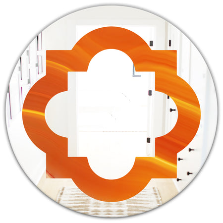 Brown agate in Wave pattern - Modern Round or Oval Wall Mirror - Quatrefoil