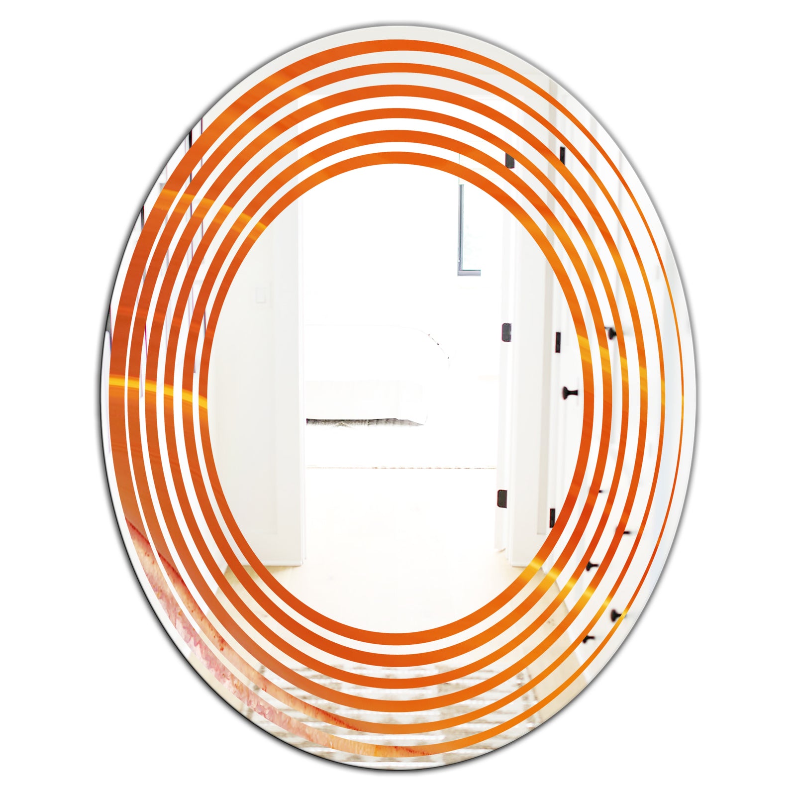 Brown agate in Wave pattern - Modern Round or Oval Wall Mirror - Wave