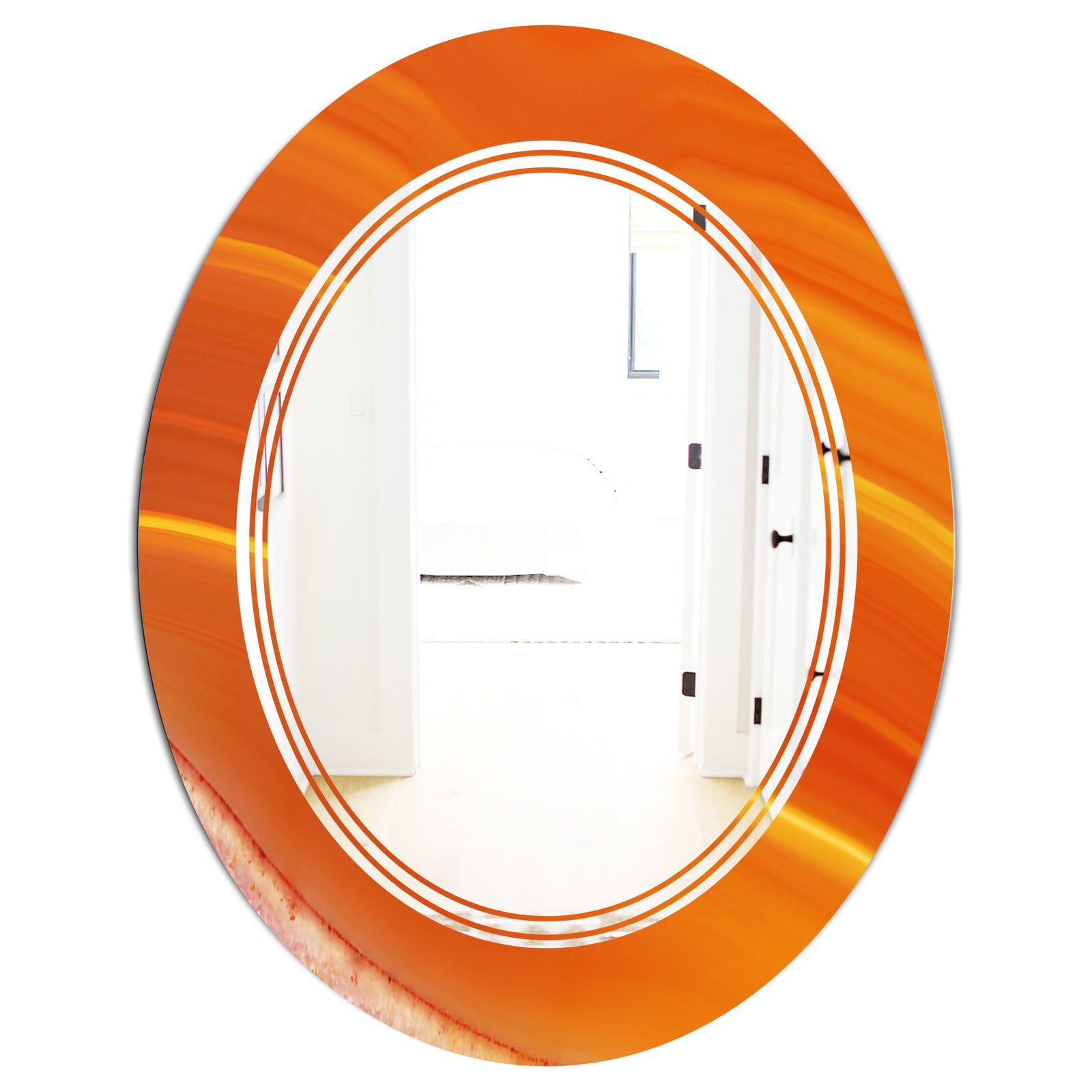 Brown agate in Wave pattern - Modern Round or Oval Wall Mirror - Triple C