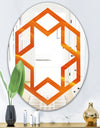 Brown agate in Wave pattern - Modern Round or Oval Wall Mirror - Hexagon Star