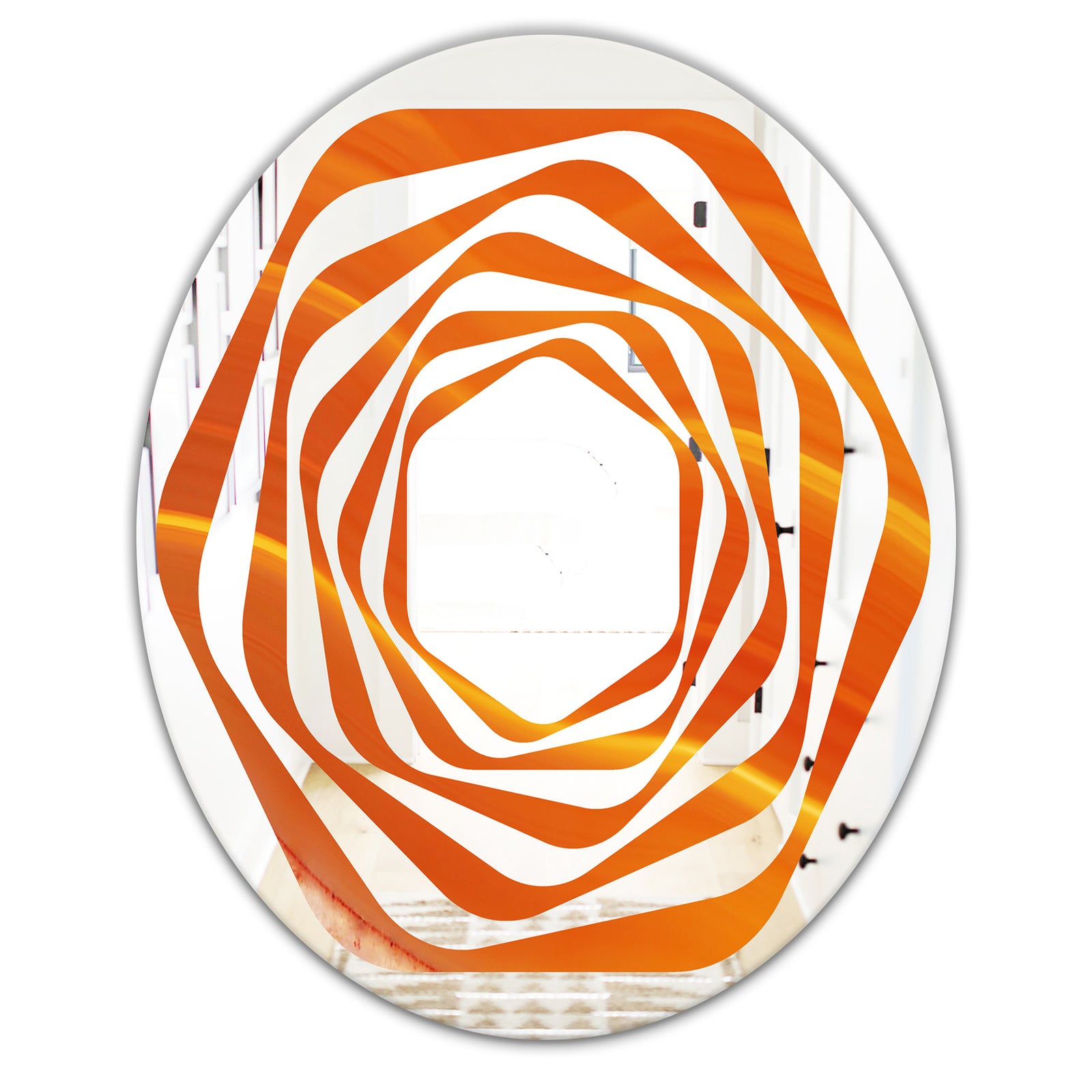 Brown agate in Wave pattern - Modern Round or Oval Wall Mirror - Whirl