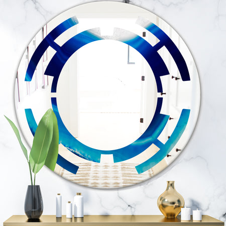 Blue Slice agate crystal - Modern Round or Oval Wall Mirror - Space