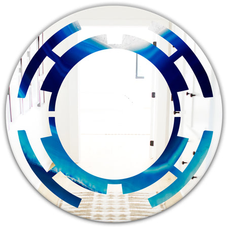 Blue Slice agate crystal - Modern Round or Oval Wall Mirror - Space