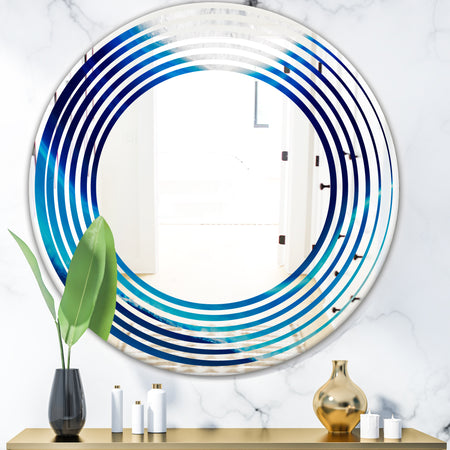 Blue Slice agate crystal - Modern Round or Oval Wall Mirror - Wave