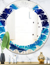 Blue Slice agate crystal - Modern Round or Oval Wall Mirror - Leaves