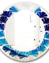 Blue Slice agate crystal - Modern Round or Oval Wall Mirror - Leaves