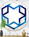 Blue Slice agate crystal - Modern Round or Oval Wall Mirror - Hexagon Star