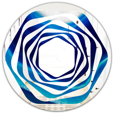 Blue Slice agate crystal - Modern Round or Oval Wall Mirror - Whirl