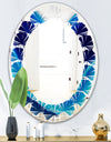 Blue Slice agate crystal - Modern Round or Oval Wall Mirror - Leaves