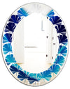 Blue Slice agate crystal - Modern Round or Oval Wall Mirror - Leaves