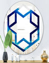 Blue Slice agate crystal - Modern Round or Oval Wall Mirror - Hexagon Star