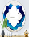Blue Slice agate crystal - Modern Round or Oval Wall Mirror - Quatrefoil