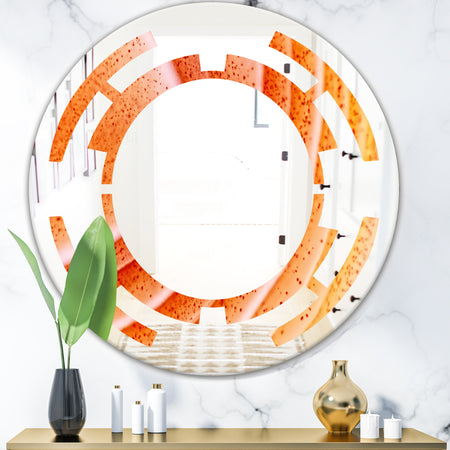 Kazakhstan Red agate macro - Modern Round or Oval Wall Mirror - Space
