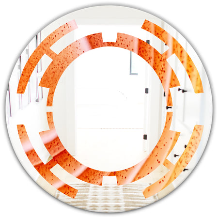 Kazakhstan Red agate macro - Modern Round or Oval Wall Mirror - Space