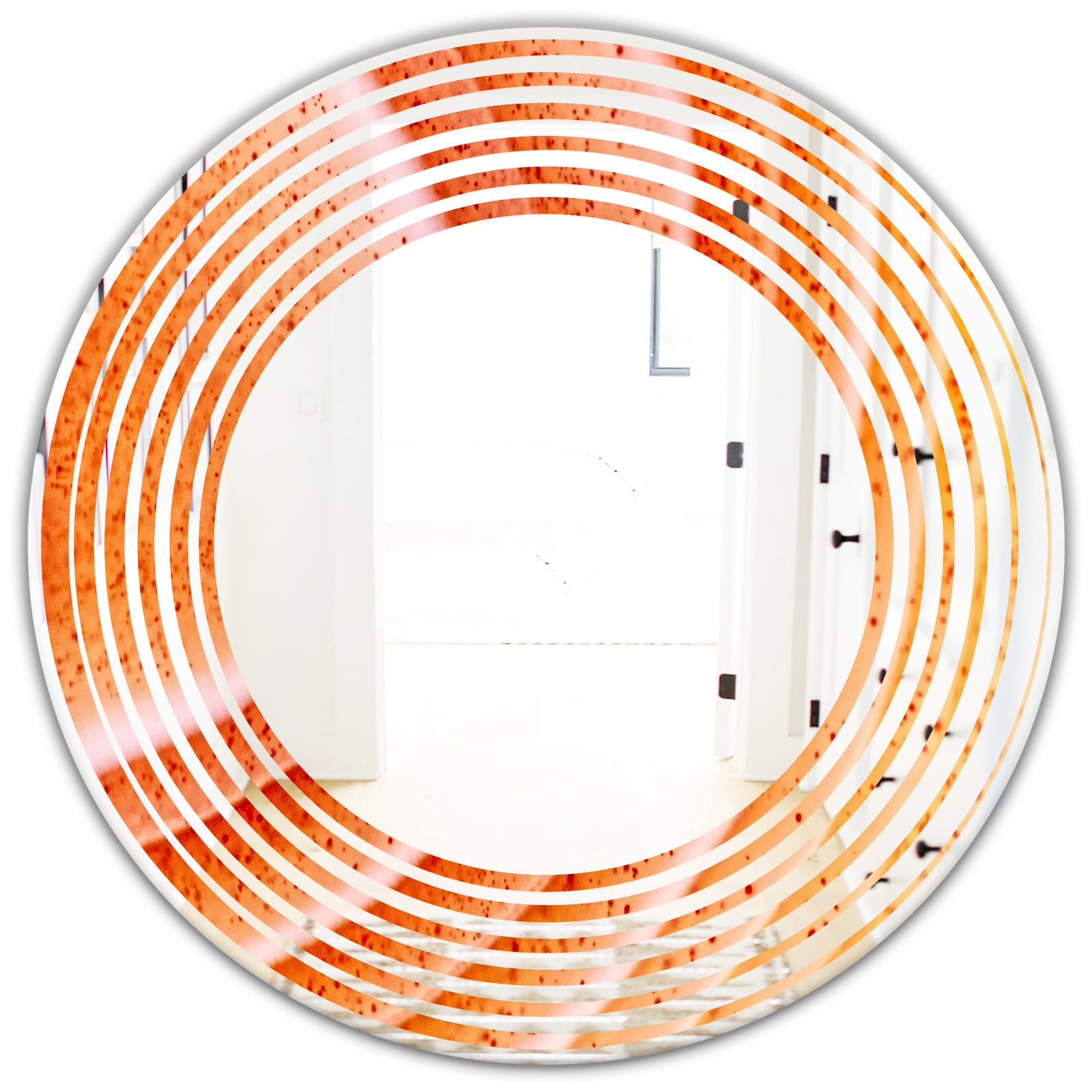 Kazakhstan Red agate macro - Modern Round or Oval Wall Mirror - Wave