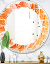 Kazakhstan Red agate macro - Modern Round or Oval Wall Mirror - Leaves